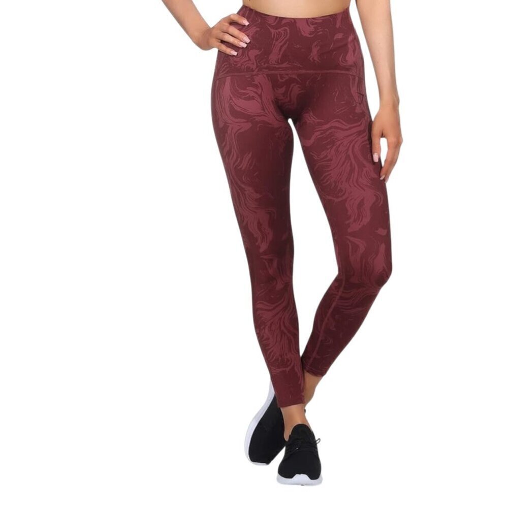 GYMSHARK burgundy power high rise leggings marble print m